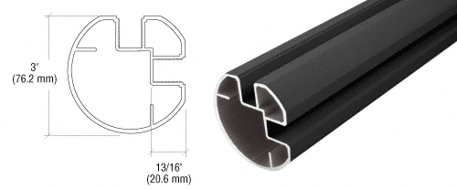 C.R. Laurence CRL Black  48&quot; AWS 3&quot; Diameter Round 90 Degree Corner Post | RP948BL