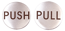 C.R. Laurence CRL Polished Stainless 2&quot; Round Push/Pull Set - Etched Stainless Steel | RPP2PS