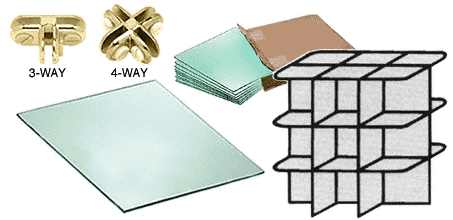 C.R. Laurence CRL RS2 18 Section Radius Corner Tempered Glass Displayer with Brass Connectors | RS2BR