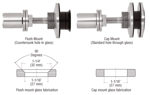C.R. Laurence CRL Polished Stainless Steel Finish Swivel Combination Fastener for 3/8&quot; to 5/8&quot; Glass | RSF10PS