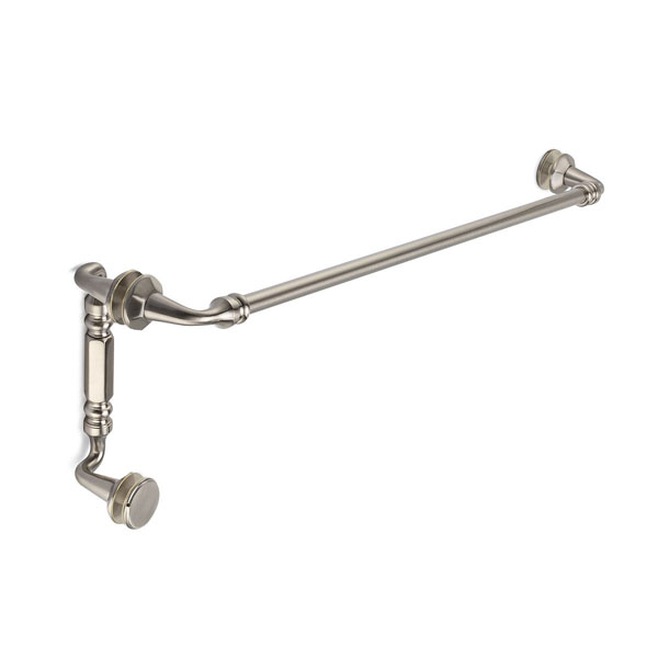 Rondo 24&quot; Cuttable Towel Bar and 8&quot; Offset Pull Shower Door Combination - Brushed Nickel | R24TB8OPBN