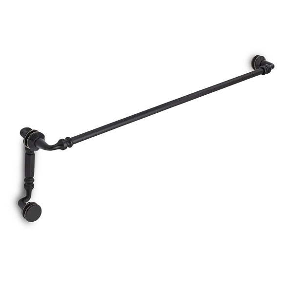 Rondo 24&quot; Cuttable Towel Bar and 6&quot; Offset Pull Shower Door Combination - Matte Black | R24TB6OPMB