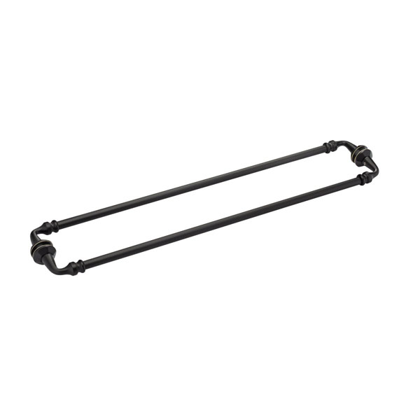 Rondo 24&quot; Cuttable Back-to-Back Towel Bar with Rosettes - Matte Black | R24DBLTBMB