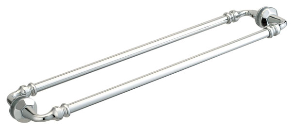 Rondo 24&quot; Cuttable Back-to-Back Towel Bar with Rosettes - Polished Chrome | R24DBLTBPC