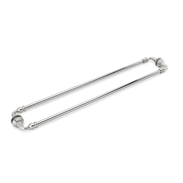 Rondo 24&quot; Cuttable Back-to-Back Towel Bar with Rosettes - Polished Nickel | R24DBLTBPN