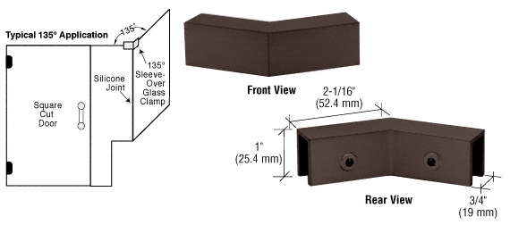 CRL Oil Rubbed Bronze 135 Degree &quot;Sleeve Over&quot; Glass Clamp  | S0GC1350RB