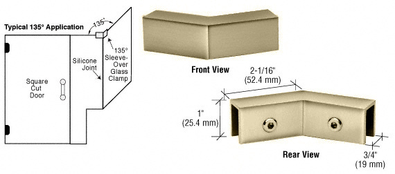 CRL Brushed Bronze 135 Degree &quot;Sleeve Over&quot; Glass Clamp  | S0GC135BBRZ