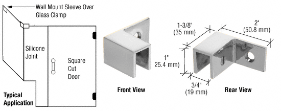 CRL Polished Chrome Left Hand &quot;Sleeve Over&quot; Wall Mount Glass Clamp  | S0GC37LCH