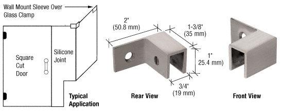 CRL Brushed Nickel Right Hand &quot;Sleeve Over&quot; Wall Mount Glass Clamp  | S0GC37RBN
