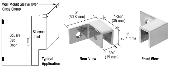 CRL Polished Chrome Right Hand &quot;Sleeve Over&quot; Wall Mount Glass Clamp | S0GC37RCH