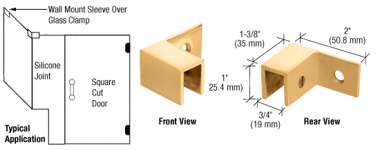 CRL Satin Brass Left Hand &quot;Sleeve Over&quot; Wall Mount Glass Clamp  | S0GC37LSB