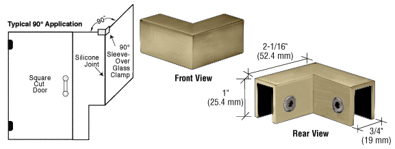 CRL Brushed Bronze 90 Degree&quot;Sleeve Over&quot; Glass Clamp | S0GC90BBRZ
