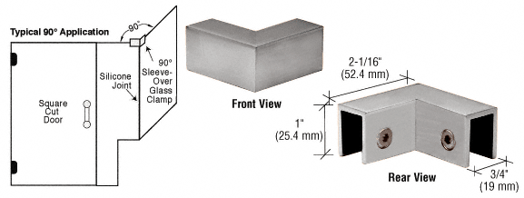 CRL Brushed Nickel 90 Degree &quot;Sleeve Over&quot; Glass Clamp  | S0GC90BN