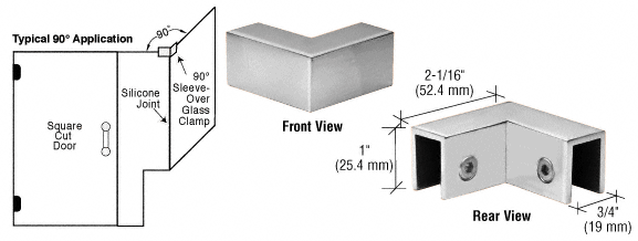 CRL Polished Chrome 90 Degree &quot;Sleeve Over&quot; Glass Clamp  | S0GC90CH