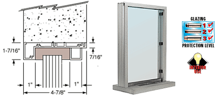 C.R. Laurence CRL Satin Anodized Aluminum Standard Inset Frame Interior Glazed Exchange Window with 12&quot; Shelf and Deal Tray | S11W12A