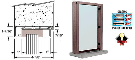 C.R. Laurence CRL Duranodic Bronze Aluminum Standard Inset Frame Interior Glazed Exchange Window with 12&quot; Shelf and Deal Tray | S11W12DU