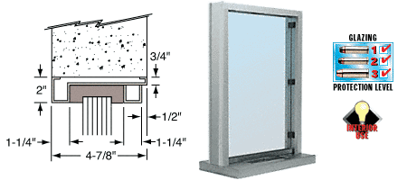 C.R. Laurence CRL Stainless Steel Frame Interior Glazed Exchange Window with 12&quot; Shelf and Deal Tray | S11W12S