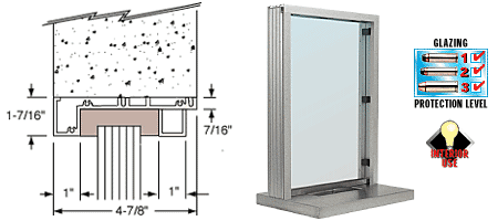 C.R. Laurence CRL Satin Anodized Aluminum Standard Inset Frame Interior Glazed Exchange Window with 18&quot; Shelf and Deal Tray | S11W18A