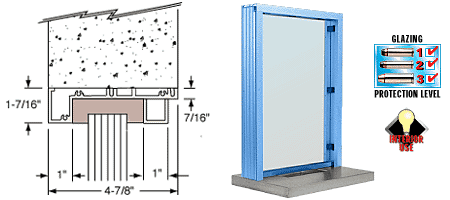 C.R. Laurence CRL Painted (Specify) Aluminum Standard Inset Frame Interior Glazed Exchange Window with 18&quot; Shelf and Deal Tray | S11W18P