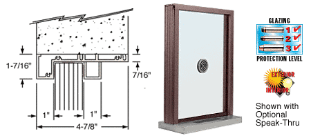 C.R. Laurence CRL Duranodic Bronze Aluminum Standard Inset Frame Exterior Glazed Exchange Window with 12&quot; Shelf and Deal Tray | S1EW12DU