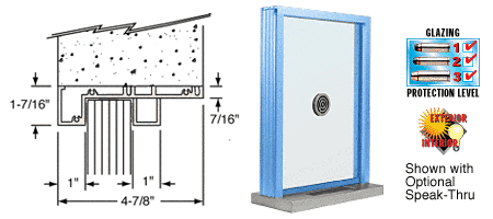 C.R. Laurence CRL Painted (Specify) Aluminum Standard Inset Frame Exterior Glazed Exchange Window with 12&quot; Shelf and Deal Tray | S1EW12P