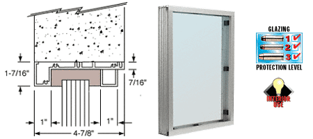 C.R. Laurence CRL Satin Anodized Aluminum Standard Inset Frame Interior Glazed Vision Window | S1V1A