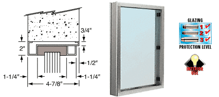 C.R. Laurence CRL Stainless Steel Frame Interior Glazed Vision Window | S1V1S