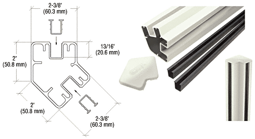 C.R. Laurence CRL Oyster White 36&quot; Long 2&quot; x 2-3/8&quot; Rectangular 135 Degree Post Kit | S365K0W