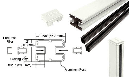 C.R. Laurence CRL AWS   2&quot; x 2-5/8&quot; Rectangular 180 Degree Oyster  White 36&quot; Center Post Kits | S36CK0W
