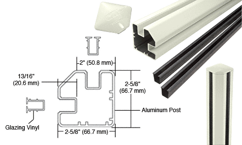 C.R. Laurence CRL AWS 2&quot; x 2-5/8&quot; Rectangular 90 Degree Oyster White 36&quot; Corner Post Kit  | S36CRK0W