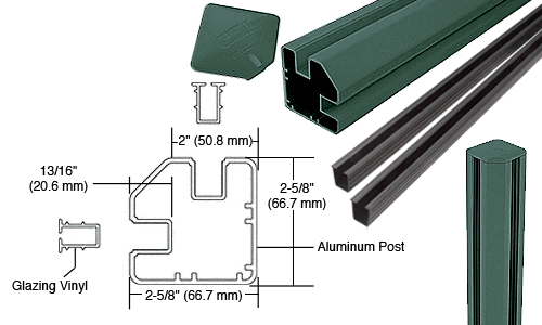 C.R. Laurence CRL  AWS 2&quot; x 2-5/8&quot; Rectangular 90 Degree Forest Green 36&quot; Corner Post Kit | S36CRKGRN