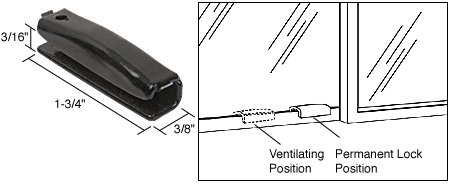 Window and Door Hardware | Vent Lock, Snap-On Type,  Black Finish | U9828 | S4024