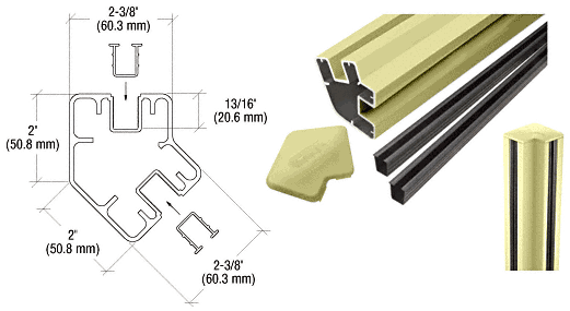 C.R. Laurence CRL Chromate (Unfinished) 48&quot; Long 2&quot; x 2-3/8&quot; Rectangular 135&amp;ordm; Post Kit | S485KCRM