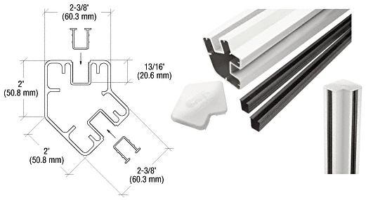 C.R. Laurence CRL Sky White 48&quot; Long 2&quot; x 2-3/8&quot; Rectangular 135 Degree Post Kit | S485KW