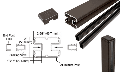 C.R. Laurence CRL  AWS 2&quot; x 2-5/8&quot; Rectangular 180 Degree Bronze 48&quot; Center Post Kits | S48CKBRZ