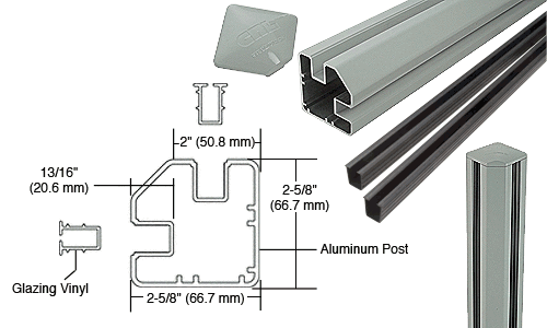 C.R. Laurence CRL  AWS  2&quot; x 2-5/8&quot; Rectangular 90 Degree Agate Gray 48&quot;  Corner Post Kits | S48CRKAGY