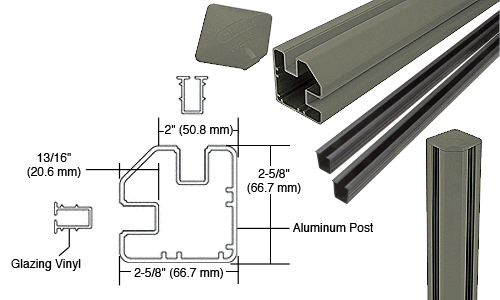 C.R. Laurence CRL  AWS 2&quot; x 2-5/8&quot; Rectangular 90 Degree Beige Gray 48&quot;  Corner Post Kits | S48CRKBGY