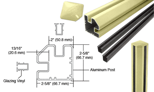 C.R. Laurence CRL Chromate (Unfinished) AWS 2&quot; x 2-5/8&quot; Rectangular 90 Degree 48&quot; Corner Post Kits | S48CRKCRM