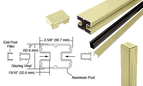 C.R. Laurence CRL Chromate (Unfinished) AWS 2&quot; x 2-5/8&quot; Rectangular 180 Degree 48&quot; End Post Kits | S48EKCRM