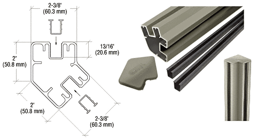 C.R. Laurence CRL Beige Gray 60&quot; Long 2&quot; x 2-3/8&quot; Rectangular 135 Degree Post Kit | S605KBGY