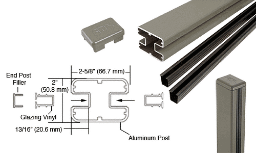 C.R. Laurence CRL  AWS 2&quot; x 2-5/8&quot; Rectangular 180 Degree Beige Gray 60&quot; Center Post Kits | S60CKBGY