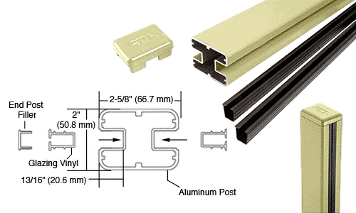 C.R. Laurence CRL Chromate (Unfinished) AWS 2&quot; x 2-5/8&quot; Rectangular 180 Degree 60&quot; Center Post Kits | S60CKCRM