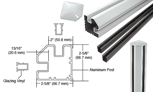 C.R. Laurence CRL  AWS  2&quot; x 2-5/8&quot; Rectangular 90 Degree Sky White 60&quot; Corner Post Kits | S60CRKW