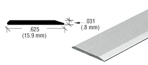C.R. Laurence CRL Brite Anodized Aluminum 5/8&quot; Flat Face Mirror Edge Molding - 12 ft Long | S625BA