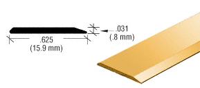 C.R. Laurence CRL Brite Gold Anodized Aluminum 5/8&quot; Flat Face Mirror Edge Molding - 12 ft Long | S625BGA