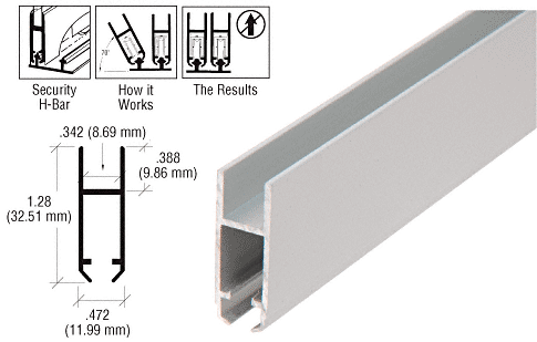 C.R. Laurence CRL Security H-Bar for Anti-Lift Showcase Track Assembly - 12 ft long | S710A