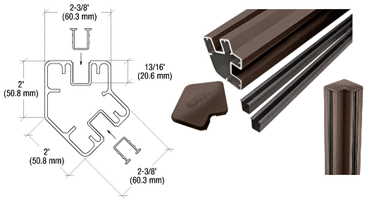 C.R. Laurence CRL Bronze Matte 72&quot; Long 2&quot; x 2-3/8&quot; Rectangular 135 Degree Post Kit | S725KBRZ