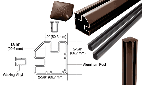 C.R. Laurence CRL AWS 2&quot; x 2-5/8&quot; Rectangular 90 Degree Bronze 72&quot; Corner Post Kits | S72CRKBRZ