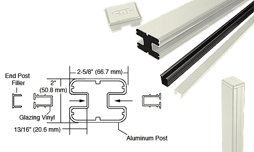 C.R. Laurence CRL 2&quot; x 2-5/8&quot; Rectangular 180 Degree Oyster White 72&quot; End Post Kit | S72EK0W