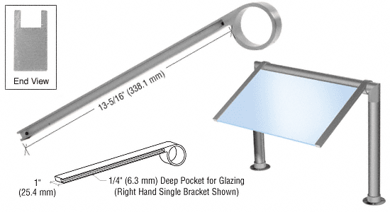 C.R. Laurence CRL Brushed Nickel Right Hand Single Faced Sneeze Guard Bracket | SA41BN
